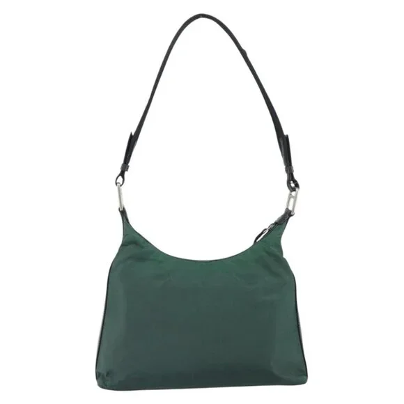 Authentic PRADA Shoulder Bag Nylon Khaki Silver - Picture 9 of 16